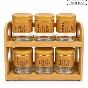 6 Pcs Jar Set with Wooden Stand