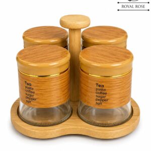 4 Pcs Jar set with wooden stand